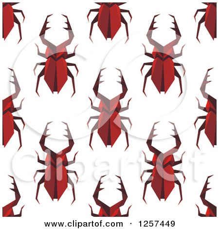 Clipart of a Seamless Pattern Background of Red Beetles - Royalty Free Vector Illustration by Vector Tradition SM