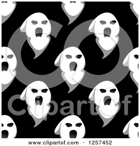 Clipart of a Seamless Pattern Background of Ghosts - Royalty Free Vector Illustration by Vector Tradition SM