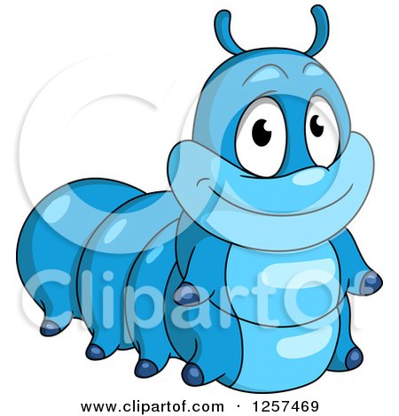 Clipart of a Cute Blue Caterpillar - Royalty Free Vector Illustration by Vector Tradition SM