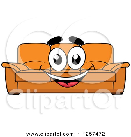 Clipart of a Happy Orange Couch - Royalty Free Vector Illustration by Vector Tradition SM