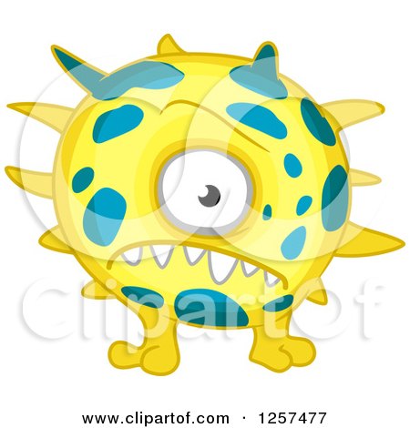 Clipart of a Spiked Yellow Monster Germ Alien or Virus - Royalty Free Vector Illustration by Vector Tradition SM