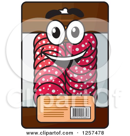 Clipart of a Happy Package of Salami - Royalty Free Vector Illustration by Vector Tradition SM