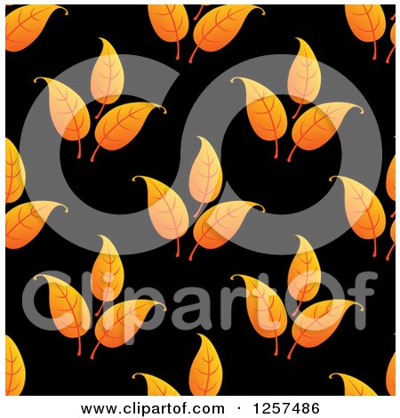Clipart of a Pattern of Orange Leaves on Black - Royalty Free Vector Illustration by Vector Tradition SM
