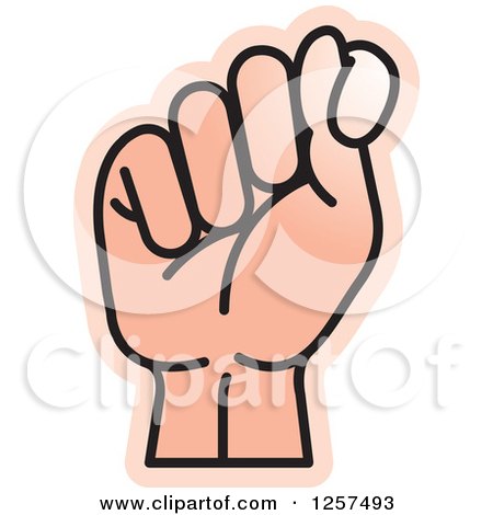 Clipart of a Sign Language Hand Gesturing Letter T - Royalty Free Vector Illustration by Lal Perera