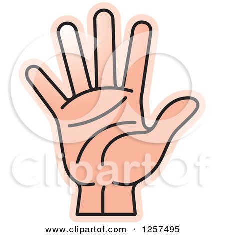 Clipart of a Counting Hand Holding up 5 Fingers, Five in Sign Language - Royalty Free Vector Illustration by Lal Perera