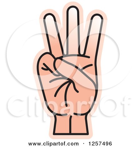 Clipart of a Counting Hand Gesturing Six in Sign Language - Royalty Free Vector Illustration by Lal Perera