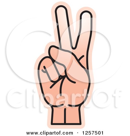 Clipart of a Counting Hand Holding up Two Fingers, 2 in Sign Language - Royalty Free Vector Illustration by Lal Perera