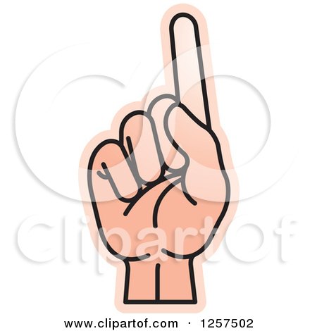 Clipart of a Counting Hand Holding up One Finger, 1 in Sign Language - Royalty Free Vector Illustration by Lal Perera