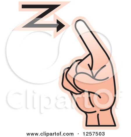 Clipart of a Sign Language Hand Gesturing Letter Z - Royalty Free Vector Illustration by Lal Perera
