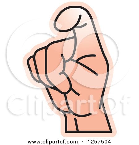 Clipart of a Sign Language Hand Gesturing Letter X - Royalty Free Vector Illustration by Lal Perera