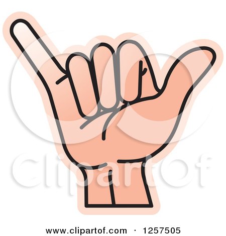 Clipart of a Sign Language Hand Gesturing Letter Y - Royalty Free Vector Illustration by Lal Perera