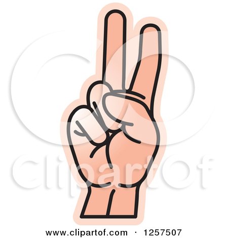 Clipart of a Sign Language Hand Gesturing Letter V - Royalty Free Vector Illustration by Lal Perera