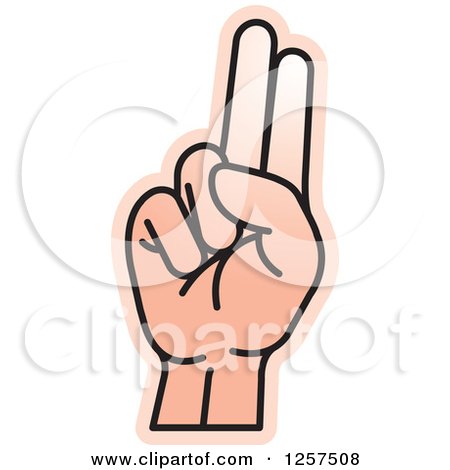 Clipart of a Sign Language Hand Gesturing Letter U - Royalty Free Vector Illustration by Lal Perera