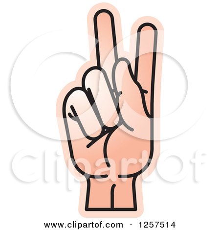 Clipart of a Sign Language Hand Gesturing Letter K - Royalty Free Vector Illustration by Lal Perera