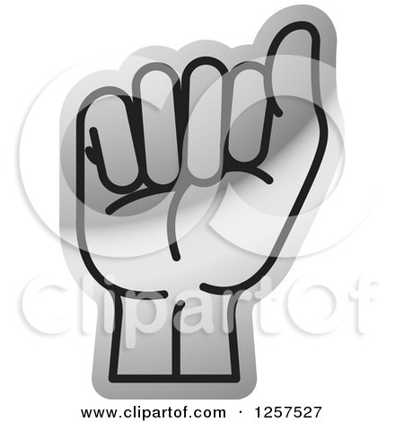 Clipart of a Silver Sign Language Hand Gesturing Letter a - Royalty Free Vector Illustration by Lal Perera