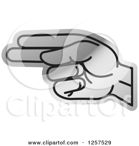 Clipart of a Silver Sign Language Hand Gesturing Letter H - Royalty Free Vector Illustration by Lal Perera
