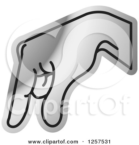 Clipart of a Silver Sign Language Hand Gesturing Letter Q - Royalty Free Vector Illustration by Lal Perera