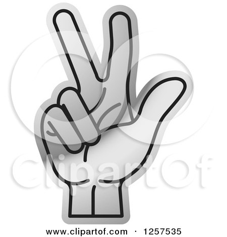 Clipart of a Silver Counting Hand Holding up 3 Fingers, Three in Sign Language - Royalty Free Vector Illustration by Lal Perera