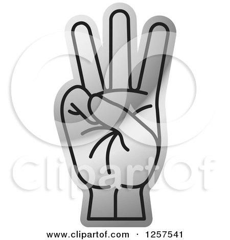 Clipart of a Silver Counting Hand Gesturing Six in Sign Language - Royalty Free Vector Illustration by Lal Perera