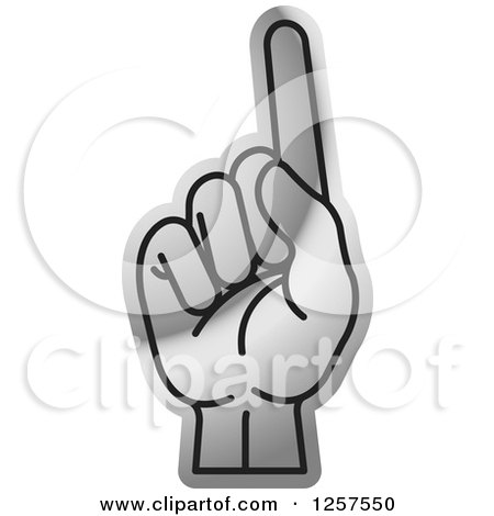 Clipart of a Silver Counting Hand Holding up One Finger, 1 in Sign Language - Royalty Free Vector Illustration by Lal Perera