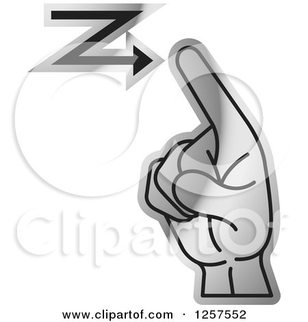 Clipart of a Silver Sign Language Hand Gesturing Letter Z - Royalty Free Vector Illustration by Lal Perera
