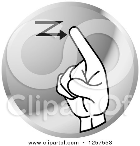 Clipart of a Silver Icon of a Sign Language Hand Gesturing Letter Z - Royalty Free Vector Illustration by Lal Perera
