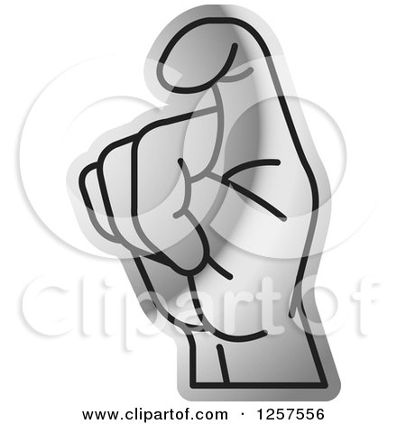 Clipart of a Silver Sign Language Hand Gesturing Letter X - Royalty Free Vector Illustration by Lal Perera
