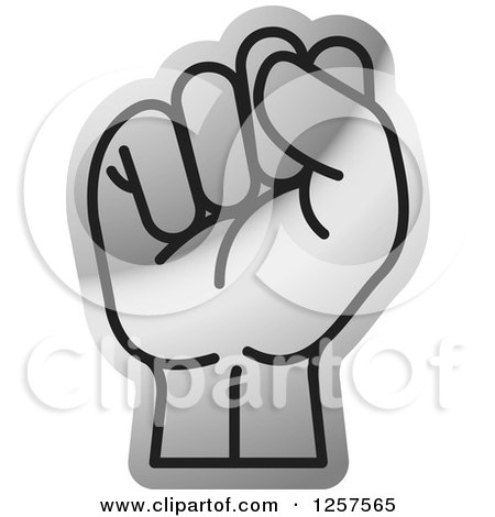 Clipart of a Silver Sign Language Hand Gesturing Letter S - Royalty Free Vector Illustration by Lal Perera