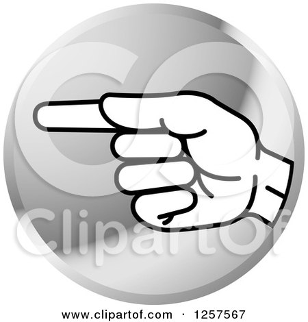 Clipart of a Silver Icon of a Sign Language Hand Gesturing Letter G - Royalty Free Vector Illustration by Lal Perera