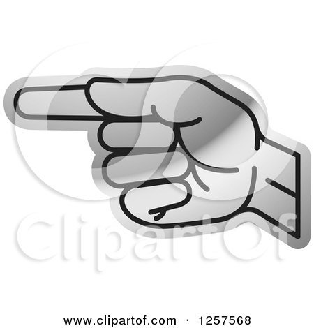 Clipart of a Silver Sign Language Hand Gesturing Letter G - Royalty Free Vector Illustration by Lal Perera