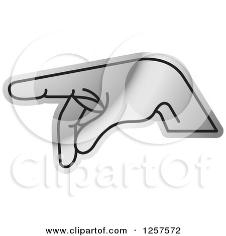 Clipart of a Silver Sign Language Hand Gesturing Letter P - Royalty Free Vector Illustration by Lal Perera