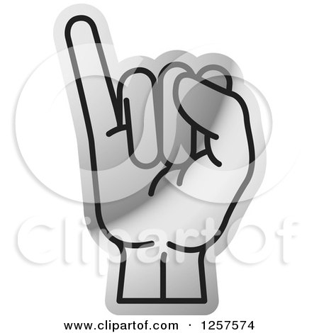 Clipart of a Silver Sign Language Hand Gesturing Letter I - Royalty Free Vector Illustration by Lal Perera