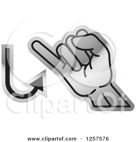 Clipart of a Silver Sign Language Hand Gesturing Letter J - Royalty Free Vector Illustration by Lal Perera