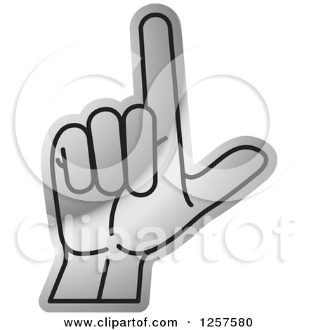 Clipart of a Silver Sign Language Hand Gesturing Letter L - Royalty Free Vector Illustration by Lal Perera