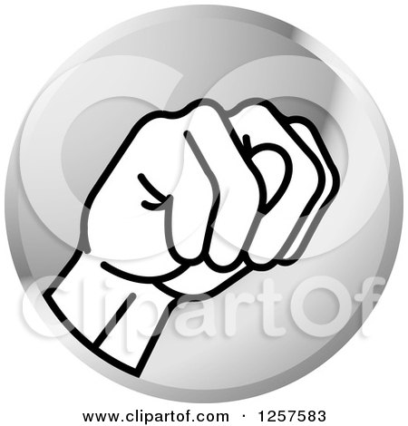 Clipart of a Silver Icon of a Sign Language Hand Gesturing Letter N - Royalty Free Vector Illustration by Lal Perera