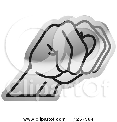 Clipart of a Silver Sign Language Hand Gesturing Letter N - Royalty Free Vector Illustration by Lal Perera