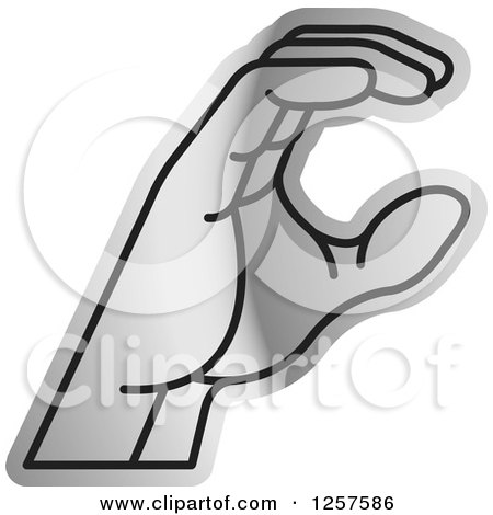 Clipart of a Silver Sign Language Hand Gesturing Letter C - Royalty Free Vector Illustration by Lal Perera