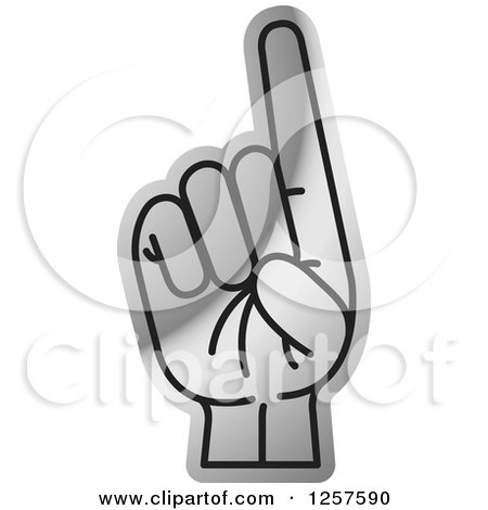 Clipart of a Silver Sign Language Hand Gesturing Letter D - Royalty Free Vector Illustration by Lal Perera