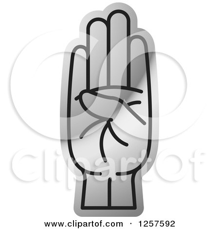 Clipart of a Silver Sign Language Hand Gesturing Letter B - Royalty Free Vector Illustration by Lal Perera
