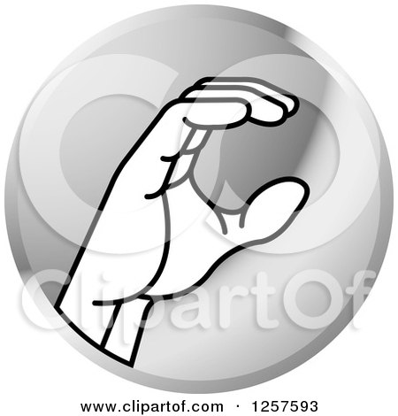 Clipart of a Silver Icon of a Sign Language Hand Gesturing Letter C - Royalty Free Vector Illustration by Lal Perera