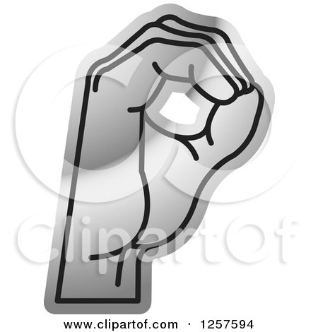 Clipart of a Silver Sign Language Hand Gesturing Letter O - Royalty Free Vector Illustration by Lal Perera