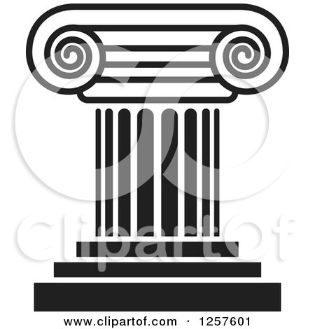 Clipart of a Black and White Pillar Column - Royalty Free Vector Illustration by Lal Perera