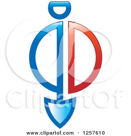 Clipart of a Red and Blue Abstract Shovel Icon - Royalty Free Vector Illustration by Lal Perera