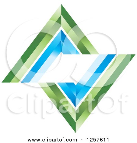 Clipart of a 3d Blue and Green Broken Diamond - Royalty Free Vector Illustration by Lal Perera