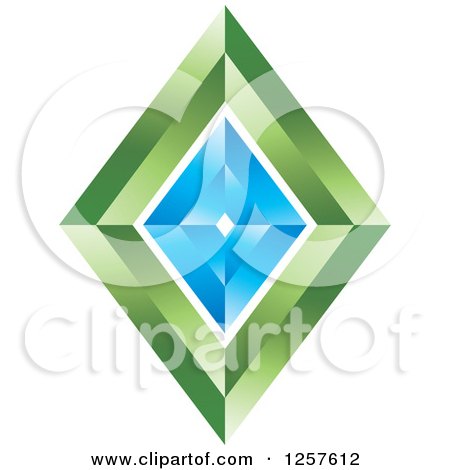 Clipart of a 3d Blue and Green Diamond - Royalty Free Vector Illustration by Lal Perera