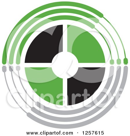 Clipart of a Black Green and Gray Target - Royalty Free Vector Illustration by Lal Perera