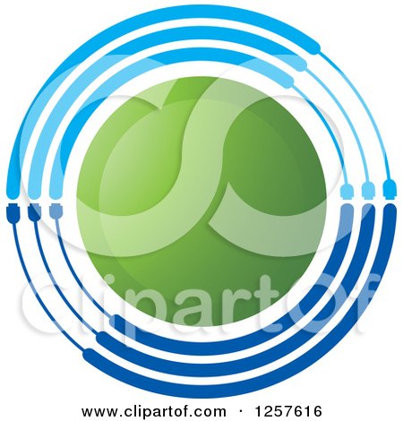 Clipart of a Green Circle with Blue Rings - Royalty Free Vector Illustration by Lal Perera