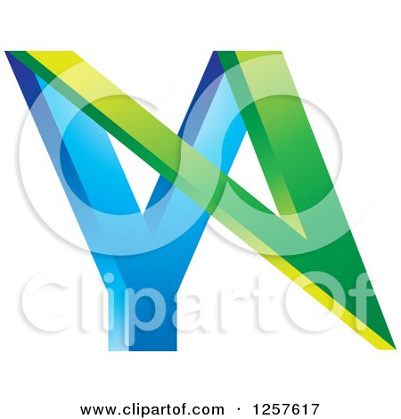 Clipart of a Green and Blue Abstract Logo - Royalty Free Vector Illustration by Lal Perera