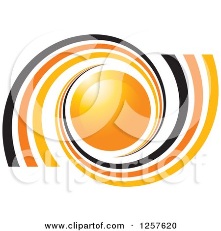 Clipart of Black and Orange Spirals Around a Sphere - Royalty Free Vector Illustration by Lal Perera