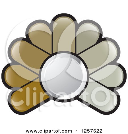Clipart of a Brown Abstract Flower Button Logo - Royalty Free Vector Illustration by Lal Perera